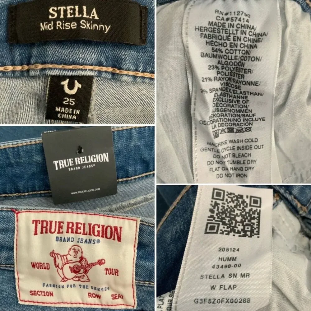 True Religion Stella Mid Rise Skinny Jeans In Humm 25